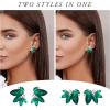 imageSWEETV Sparkly Rhinestone Stud Earrings for Women Crystal Wedding Bridal Earrings for BridesCluster Bridesmaid Earrings Prom Formal Party JewelryGreenGold Tone