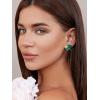 imageSWEETV Sparkly Rhinestone Stud Earrings for Women Crystal Wedding Bridal Earrings for BridesCluster Bridesmaid Earrings Prom Formal Party JewelryGreenGold Tone