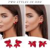 imageSWEETV Sparkly Rhinestone Stud Earrings for Women Crystal Wedding Bridal Earrings for BridesCluster Bridesmaid Earrings Prom Formal Party JewelryRedGold Tone