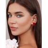 imageSWEETV Sparkly Rhinestone Stud Earrings for Women Crystal Wedding Bridal Earrings for BridesCluster Bridesmaid Earrings Prom Formal Party JewelryRedGold Tone