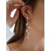 imageSWEETV Vine Wedding Earrings for Brides Bridesmaid Cubic Zirconia Bridal Earrings for Wedding 18K Gold PlatedSilver Rhinestone Dangling Earrings for Women Prom Party Jewelry GiftsSilver