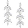 imageSWEETV Cubic Zirconia Wedding Earrings for Brides Bridesmaids Elegant Marquise Bridal Dangling Earrings Crystal Drop earrings for Women Jewelry GiftsSilverPearl