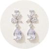 imageSWEETV Elegant Bridal Wedding Earrings for Brides Bridesmaids Cubic Zirconia Teardrop Dangle Earrings for Women Formal JewelrySilver
