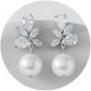 imageSWEETV Elegant Bridal Wedding Earrings for Brides Bridesmaids Cubic Zirconia Teardrop Dangle Earrings for Women Formal JewelrySilverPearl