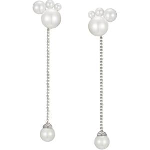 imageSWEETV 14K Gold Plated Long Pearl Drop Dangle Earrings for Women Tassel Chain Baroque Pearl Wedding Bridal Earrings for Brides Bridesmaids Prom Jewelry Gifts11Silver
