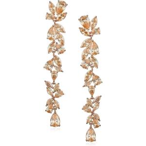 imageSWEETV Cubic Zirconia Bridal Earrings for Women Brides Crystal Chandelier Wedding Drop Earrings for Prom or Pageant06Champagne