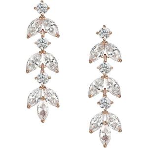 imageSWEETV Cubic Zirconia Wedding Earrings for Brides Bridesmaids Elegant Marquise Bridal Dangling Earrings Crystal Drop earrings for Women Jewelry GiftsRose Gold