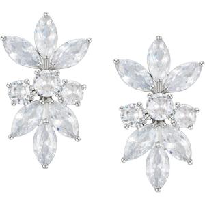 imageSWEETV Marquise Cubic Zirconia Wedding Bridal Stud Earrings for Brides Bridesmaids Crystal Pearl Rhinestone Stud Earrings for Women Prom Party Jewelry GiftsSilverCubic Zirconia