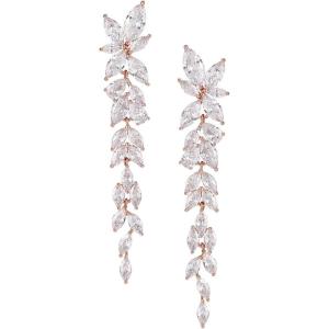 imageSWEETV Marquise Cubic Zirconia Wedding Earrings for Women Brides Crystal Chandelier Bridal Drop Earrings for Prom PageantRose Gold
