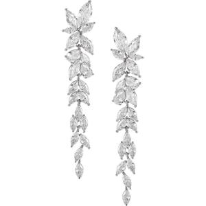 imageSWEETV Marquise Cubic Zirconia Wedding Earrings for Women Brides Crystal Chandelier Bridal Drop Earrings for Prom PageantSilver