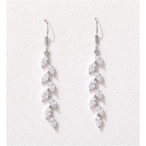 imageSWEETV Marquise Wedding Dangle Earrings for Brides Bridesmaid Crystal Long Bridal Earrings for Women PromSilver
