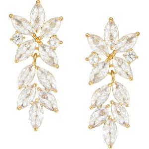 imageSWEETV Marquise Wedding Earrings for Brides Bridal Bridesmaid Earrings for Wedding Cubic Zirconia Dangle Drop Earrings for WomenGold
