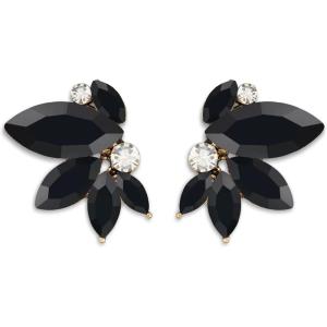 imageSWEETV Sparkly Rhinestone Stud Earrings for Women Crystal Wedding Bridal Earrings for BridesCluster Bridesmaid Earrings Prom Formal Party JewelryBlackGold Tone