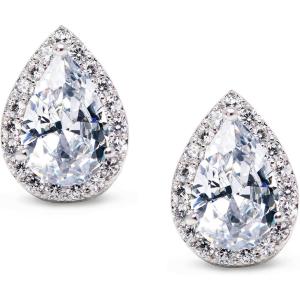 imageSWEETV Teardrop Bridal Earrings for Wedding Prom  Elegant Cubic Zirconia Stud Earrings for women brides bridesmaids2Silver