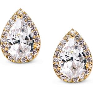 imageSWEETV Teardrop Bridal Earrings for Wedding Prom  Elegant Cubic Zirconia Stud Earrings for women brides bridesmaidsGold