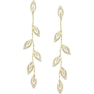 imageSWEETV Vine Wedding Earrings for Brides Bridesmaid Cubic Zirconia Bridal Earrings for Wedding 18K Gold PlatedSilver Rhinestone Dangling Earrings for Women Prom Party Jewelry GiftsGold