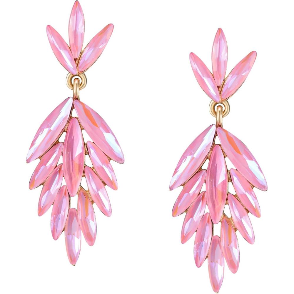 imageSWEETV Rhinestone Statement Earrings for Women Vintage Cluster Drop Dangle EarringsChandelier Earrings Dangling for Prom Wedding Bridal PartyPink