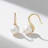 imageSWEETV Classical Pearl Dangle Drop Earrings for Women Pearl Hook Earrings Wedding Bridal Earrings for Brides BridesmaidsProm Jewelry GiftsGold