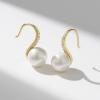 imageSWEETV Classical Pearl Dangle Drop Earrings for Women Pearl Hook Earrings Wedding Bridal Earrings for Brides BridesmaidsProm Jewelry GiftsGold