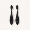 imageSWEETV Crystal Chandelier Earrings for Women Brides Rhinestone Silver Black Dangle Earrings for Wedding Prom Party Long Drop Dangling Earrings for Costume JewelryBlack