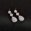 imageSWEETV Crystal Teardrop Wedding Bridal Earrings For Brides Bridesmaids Rhinestone Drop Dangle Earrings for Women Bridal Prom Party JewelryRose Gold