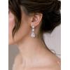 imageSWEETV Crystal Teardrop Wedding Bridal Earrings For Brides Bridesmaids Rhinestone Drop Dangle Earrings for Women Bridal Prom Party JewelrySilver