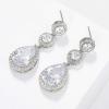 imageSWEETV Crystal Teardrop Wedding Bridal Earrings For Brides Bridesmaids Rhinestone Drop Dangle Earrings for Women Bridal Prom Party JewelrySilver