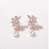imageSWEETV Cubic Zirconia Pearl Wedding Bridal Earrings for Brides Bridesmaids Pearl Drop Earrings for Women Prom Jewelry GiftsRose Gold