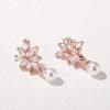 imageSWEETV Cubic Zirconia Pearl Wedding Bridal Earrings for Brides Bridesmaids Pearl Drop Earrings for Women Prom Jewelry GiftsRose Gold