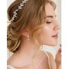 imageSWEETV Cubic Zirconia Pearl Wedding Bridal Earrings for Brides Bridesmaids Pearl Drop Earrings for Women Prom Jewelry GiftsRose Gold