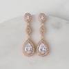 imageSWEETV Cubic Zirconia Teardrop Wedding Bridal Earrings for WomenBridesmaidsBrides  Crystal Rhinestones Dangle Earrings JewelryRose Gold