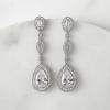 imageSWEETV Cubic Zirconia Teardrop Wedding Bridal Earrings for WomenBridesmaidsBrides  Crystal Rhinestones Dangle Earrings JewelrySilver