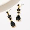 imageSWEETV Drop Earrings for WomenBridesmaidsBrides Teardrop Crystal Rhinestones Cubic Zirconia Earrings DanglingBlack RhinestoneGold Tone