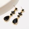 imageSWEETV Drop Earrings for WomenBridesmaidsBrides Teardrop Crystal Rhinestones Cubic Zirconia Earrings DanglingBlack RhinestoneGold Tone