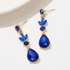 imageSWEETV Drop Earrings for WomenBridesmaidsBrides Teardrop Crystal Rhinestones Cubic Zirconia Earrings DanglingBlue RhinestoneGold Tone
