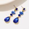 imageSWEETV Drop Earrings for WomenBridesmaidsBrides Teardrop Crystal Rhinestones Cubic Zirconia Earrings DanglingBlue RhinestoneGold Tone