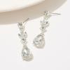 imageSWEETV Drop Earrings for WomenBridesmaidsBrides Teardrop Crystal Rhinestones Cubic Zirconia Earrings DanglingClear RhinestonesSilver Tone