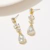imageSWEETV Drop Earrings for WomenBridesmaidsBrides Teardrop Crystal Rhinestones Cubic Zirconia Earrings DanglingClearGold Tone