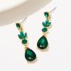imageSWEETV Drop Earrings for WomenBridesmaidsBrides Teardrop Crystal Rhinestones Cubic Zirconia Earrings DanglingGreen RhinestoneGold Tone
