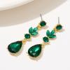 imageSWEETV Drop Earrings for WomenBridesmaidsBrides Teardrop Crystal Rhinestones Cubic Zirconia Earrings DanglingGreen RhinestoneGold Tone