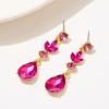 imageSWEETV Drop Earrings for WomenBridesmaidsBrides Teardrop Crystal Rhinestones Cubic Zirconia Earrings DanglingHot Pink RhinestoneGold Tone