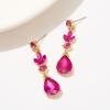 imageSWEETV Drop Earrings for WomenBridesmaidsBrides Teardrop Crystal Rhinestones Cubic Zirconia Earrings DanglingHot Pink RhinestoneGold Tone