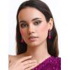 imageSWEETV Drop Earrings for WomenBridesmaidsBrides Teardrop Crystal Rhinestones Cubic Zirconia Earrings DanglingHot Pink RhinestoneGold Tone