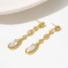 imageSWEETV Long PearShaped Rose Gold Wedding Birdal Earrings for Brides Bridesmaids Crystal Chandelier Dangle Drop Earrings for Women PromGold