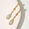 imageSWEETV Long PearShaped Rose Gold Wedding Birdal Earrings for Brides Bridesmaids Crystal Chandelier Dangle Drop Earrings for Women PromGold