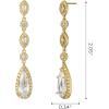 imageSWEETV Long PearShaped Rose Gold Wedding Birdal Earrings for Brides Bridesmaids Crystal Chandelier Dangle Drop Earrings for Women PromGold