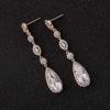 imageSWEETV Long PearShaped Rose Gold Wedding Birdal Earrings for Brides Bridesmaids Crystal Chandelier Dangle Drop Earrings for Women PromRose Gold