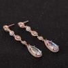 imageSWEETV Long PearShaped Rose Gold Wedding Birdal Earrings for Brides Bridesmaids Crystal Chandelier Dangle Drop Earrings for Women PromRose Gold