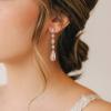 imageSWEETV Long PearShaped Rose Gold Wedding Birdal Earrings for Brides Bridesmaids Crystal Chandelier Dangle Drop Earrings for Women PromSilver