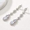 imageSWEETV Long PearShaped Rose Gold Wedding Birdal Earrings for Brides Bridesmaids Crystal Chandelier Dangle Drop Earrings for Women PromSilver